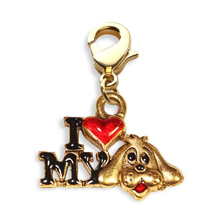 Whimsical Gifts | I Love My Dog Charm Dangle in Gold Finish | Animal Lover |  Charm Dangle