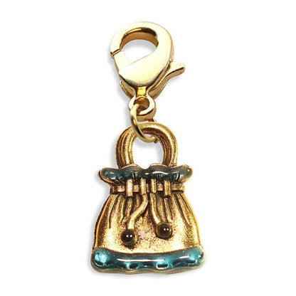 Whimsical Gifts | Drawstring Purse Charm Dangle in Gold Finish | Hobbies & Special Interests | Fashionista Charm Dangle