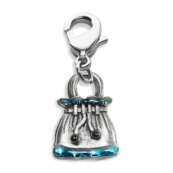 Whimsical Gifts | Drawstring Purse Charm Dangle in Silver Finish | Hobbies & Special Interests | Fashionista Charm Dangle