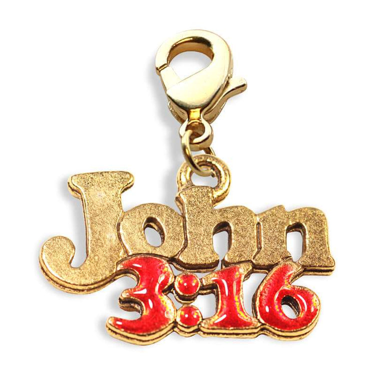 Whimsical Gifts | John 3:16 Charm Dangle in Gold Finish | Religious & Spiritual |  Charm Dangle