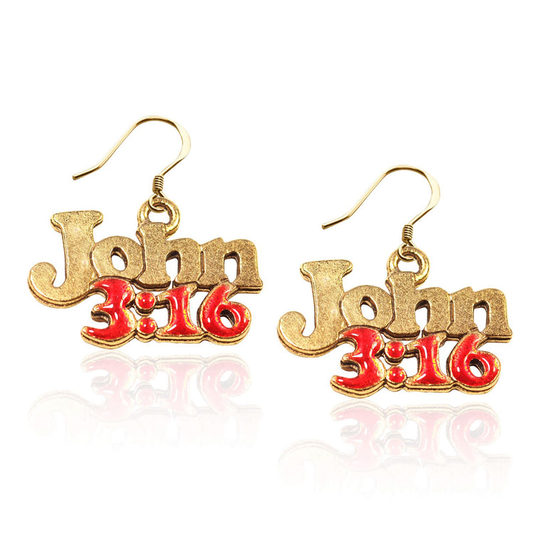 Whimsical Gifts | John 3:16 Charm Earrings in Gold Finish | Religious & Spiritual |  | Jewelry