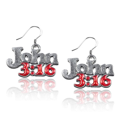 Whimsical Gifts | John 3:16 Charm Earrings in Silver Finish | Religious & Spiritual |  | Jewelry
