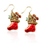 Whimsical Gifts | Christmas Stocking Charm Earrings in Gold Finish | Holiday & Seasonal Themed | Christmas | Jewelry