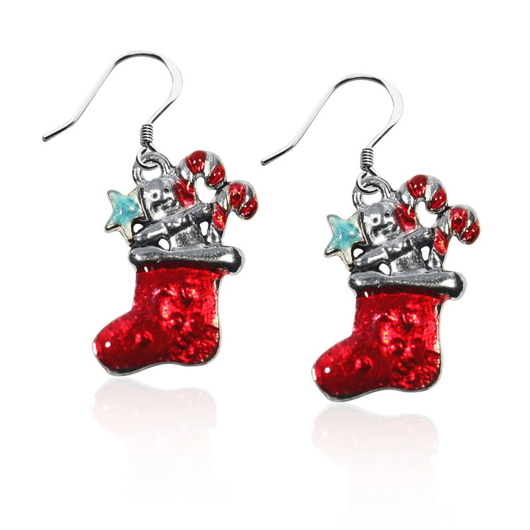 Whimsical Gifts | Christmas Stocking Charm Earrings in Silver Finish | Holiday & Seasonal Themed | Christmas | Jewelry