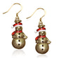 Whimsical Gifts | Christmas Snowman Charm Earrings in Gold Finish | Holiday & Seasonal Themed | Christmas | Jewelry