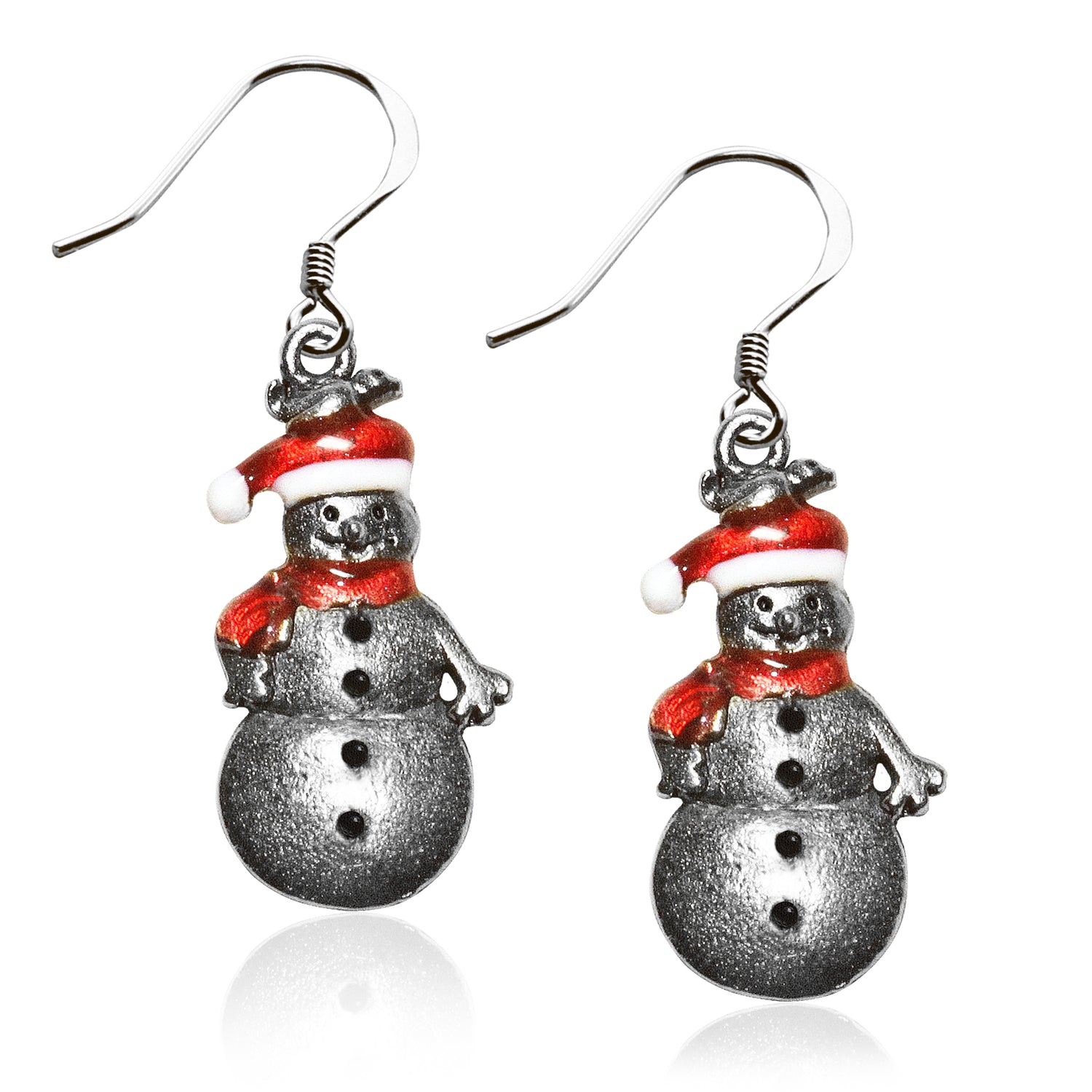 Whimsical Gifts | Christmas Snowman Charm Earrings in Silver Finish | Holiday & Seasonal Themed | Christmas | Jewelry