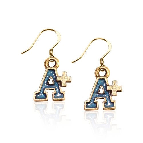 Whimsical Gifts | A+ Charm Earrings in Gold Finish | Professions Themed | Teacher | Jewelry