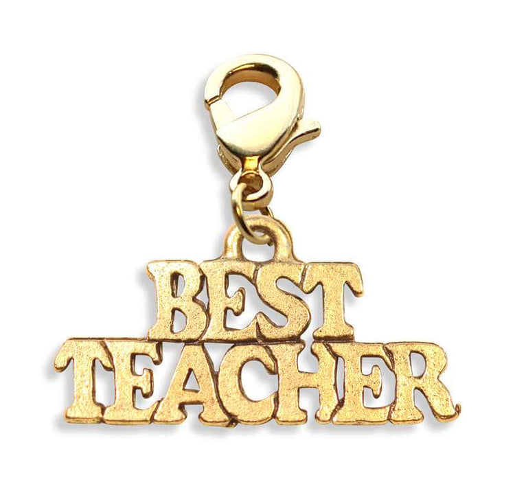 Whimsical Gifts | Best Teacher Charm Dangle in Gold Finish | Professions Themed | Teacher Charm Dangle