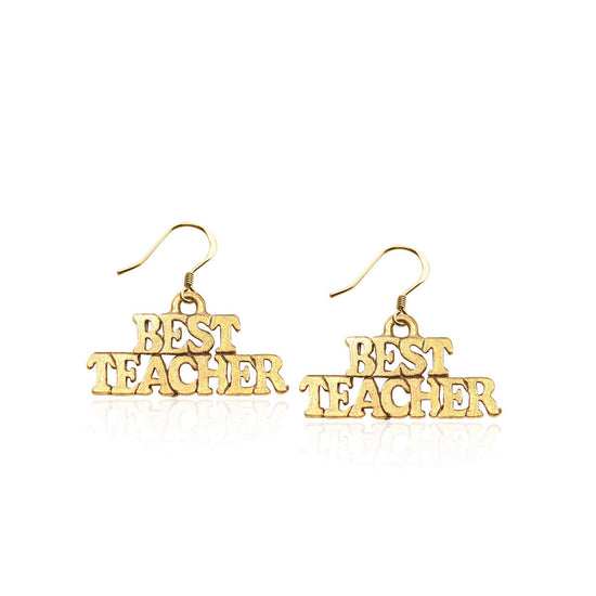 Whimsical Gifts | Best Teacher Charm Earrings in Gold Finish | Professions Themed | Teacher | Jewelry