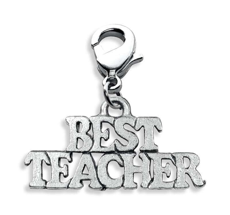 Whimsical Gifts | Best Teacher Charm Dangle in Silver Finish | Professions Themed | Teacher Charm Dangle