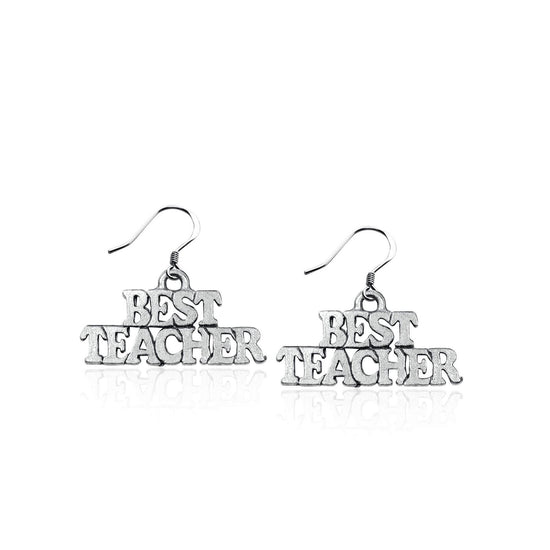 Whimsical Gifts | Best Teacher Charm Earrings in Silver Finish | Professions Themed | Teacher | Jewelry