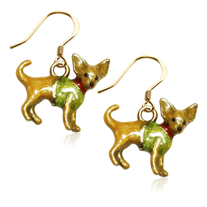Whimsical Gifts | Chihuahua Dog Charm Earrings in Gold Finish | Animal Lover | Dog Lover | Jewelry