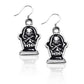 Whimsical Gifts | Halloween Tombstone with Skull Charm Earrings in Silver Finish | Holiday & Seasonal Themed | Halloween | Jewelry