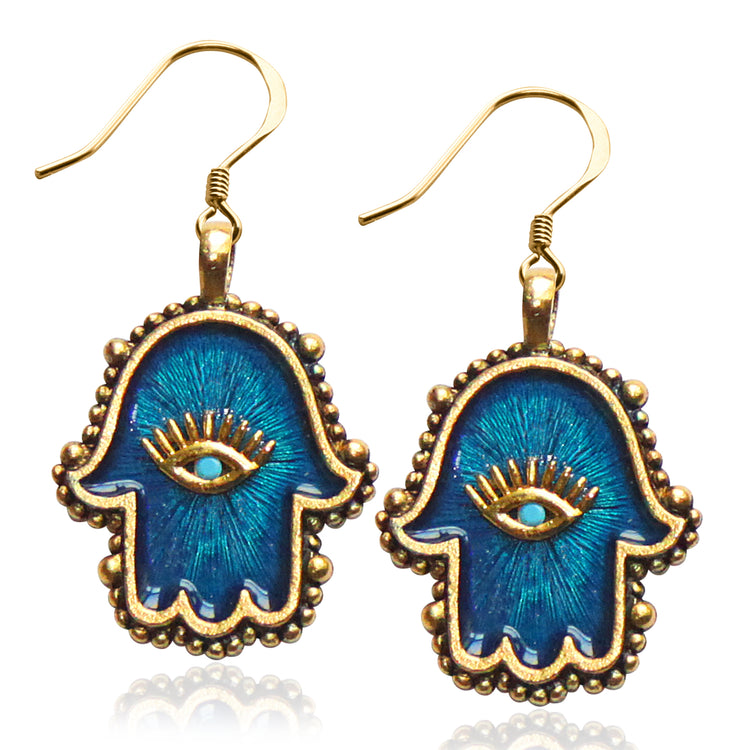Whimsical Gifts | Hamsa Hand Charm Earrings in Gold Finish | Religious & Spiritual |  | Jewelry