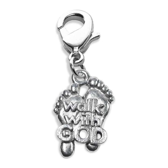Whimsical Gifts | Walk with God Feet Charm Dangle in Silver Finish | Religious & Spiritual |  Charm Dangle