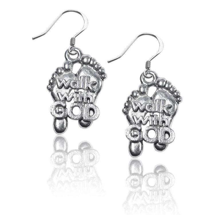 Whimsical Gifts | Walk with God Feet Charm Earrings in Silver Finish | Religious & Spiritual |  | Jewelry