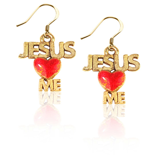 Whimsical Gifts | Jesus Loves Me Charm Earrings in Gold Finish | Religious & Spiritual |  | Jewelry