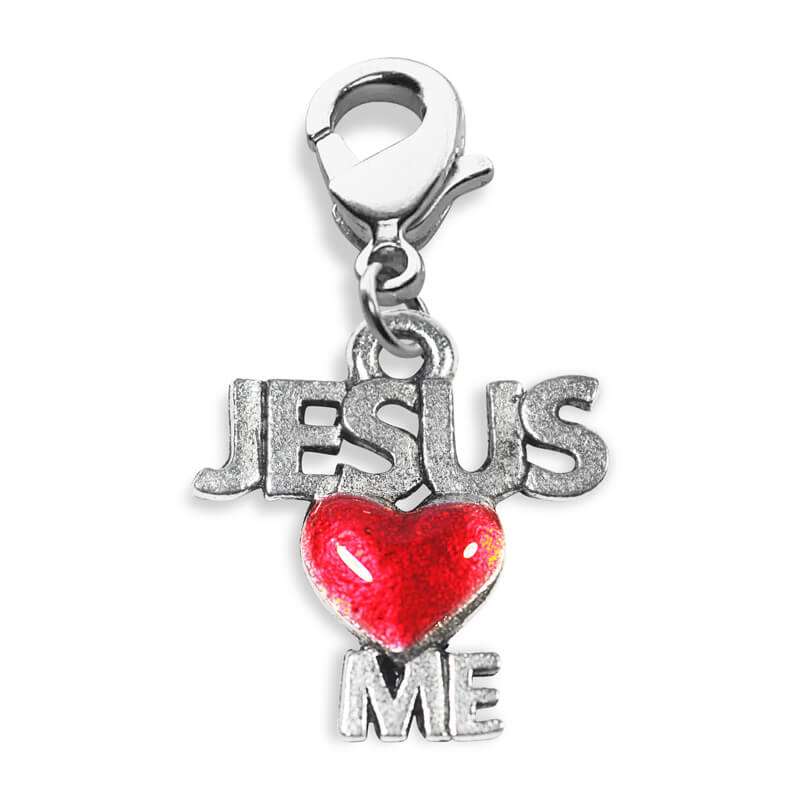 Whimsical Gifts | Jesus Loves Me Charm Dangle in Silver Finish | Religious & Spiritual |  Charm Dangle