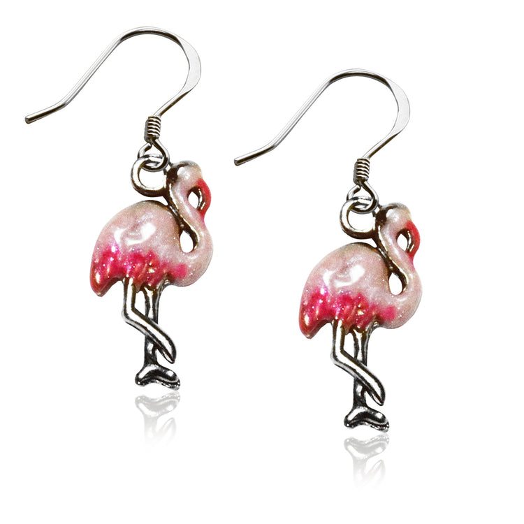 Whimsical Gifts | Flamingo Charm Earrings in Silver Finish | Holiday & Seasonal Themed | Spring & Summer Fun | Jewelry