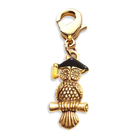 Whimsical Gifts | Owl Charm Dangle in Gold Finish | Professions Themed | Teacher Charm Dangle