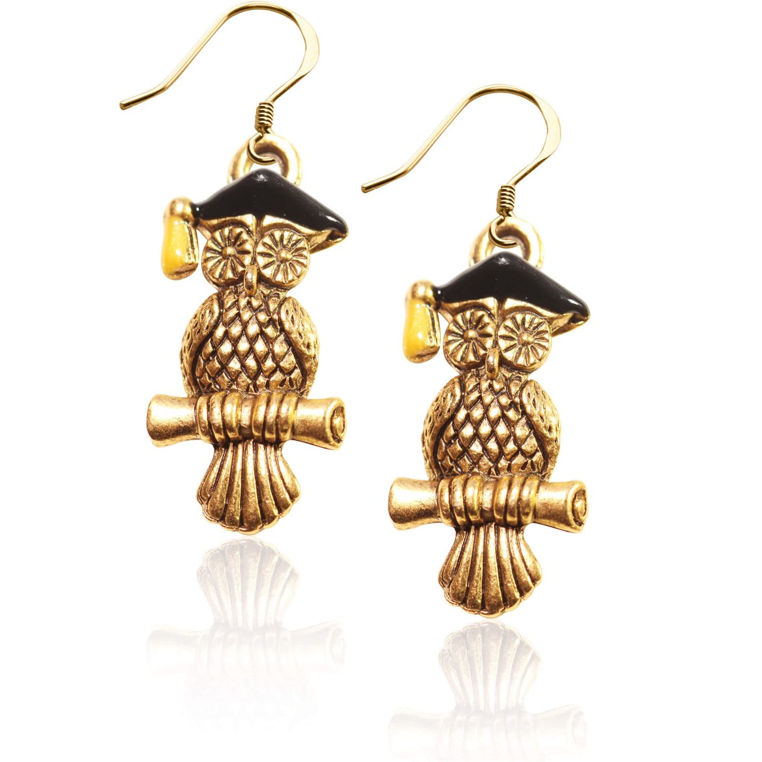 Whimsical Gifts | Owl Charm Earrings in Gold Finish | Professions Themed | Teacher | Jewelry