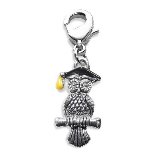 Whimsical Gifts | Owl Charm Dangle in Silver Finish | Professions Themed | Teacher Charm Dangle