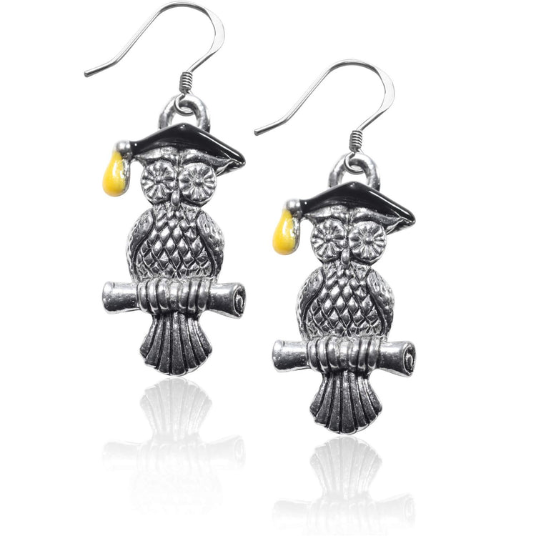 Whimsical Gifts | Owl Charm Earrings in Silver Finish | Professions Themed | Teacher | Jewelry