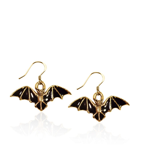 Whimsical Gifts | Halloween Bat Charm Earrings in Gold Finish | Holiday & Seasonal Themed | Halloween | Jewelry