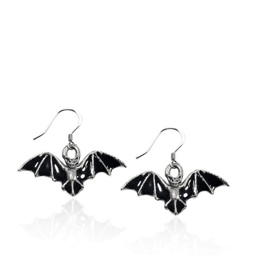 Whimsical Gifts | Halloween Bat Charm Earrings in Silver Finish | Holiday & Seasonal Themed | Halloween | Jewelry