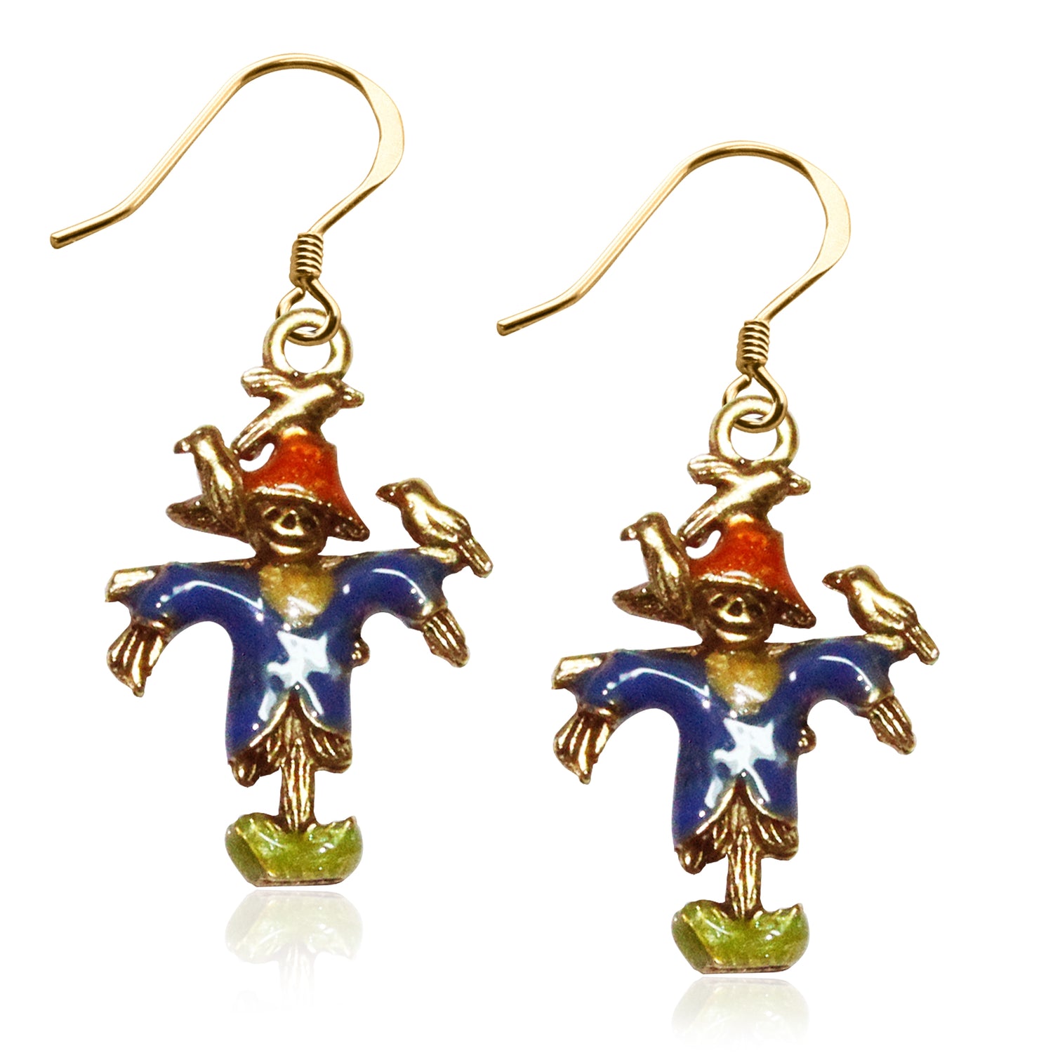 Whimsical Gifts | Halloween Scarecrow Charm Earrings in Gold Finish | Holiday & Seasonal Themed | Halloween | Jewelry