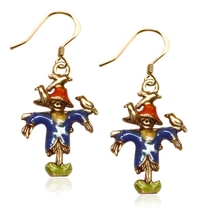 Whimsical Gifts | Halloween Scarecrow Charm Earrings in Gold Finish | Holiday & Seasonal Themed | Halloween | Jewelry