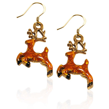 Whimsical Gifts | Christmas Reindeer Charm Earrings in Gold Finish | Holiday & Seasonal Themed | Christmas | Jewelry