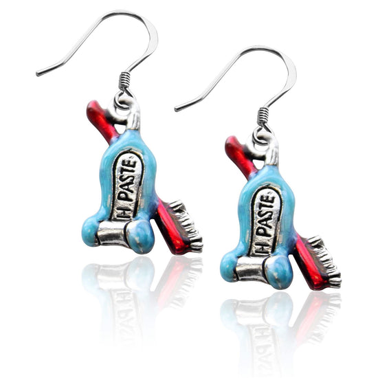 Whimsical Gifts | Tooth Paste with Brush Charm Earrings in Silver Finish | Professions Themed | Dental | Medical | First Responder | Jewelry