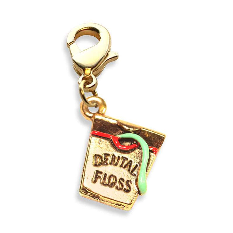 Whimsical Gifts | Dental Floss Charm Dangle in Gold Finish | Professions Themed | Dental | Medical | First Responder Charm Dangle