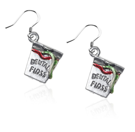 Whimsical Gifts | Dental Floss Charm Earrings in Silver Finish | Professions Themed | Dental | Medical | First Responder | Jewelry