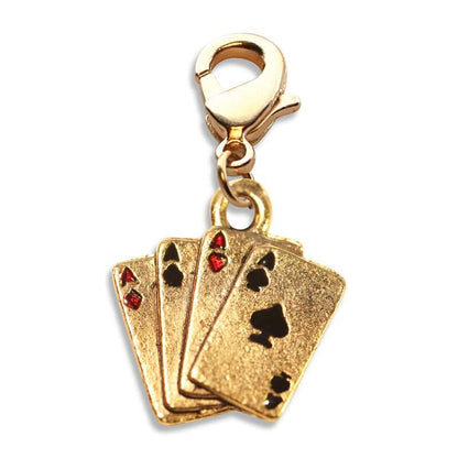 Whimsical Gifts | Aces Charm Dangle in Gold Finish | Hobbies & Special Interests | Casino | Gaming | Game Night Charm Dangle