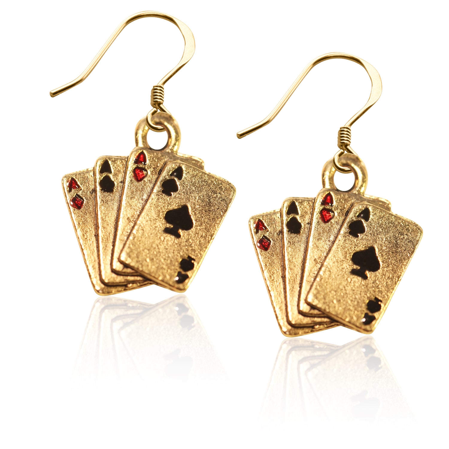 Whimsical Gifts | Aces Charm Earrings in Gold Finish | Hobbies & Special Interests | Casino | Gaming | Game Night | Jewelry