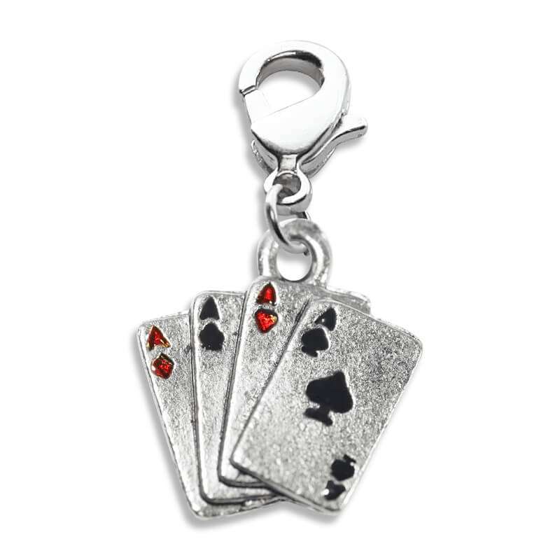 Whimsical Gifts | Aces Charm Dangle in Silver Finish | Hobbies & Special Interests | Casino | Gaming | Game Night Charm Dangle