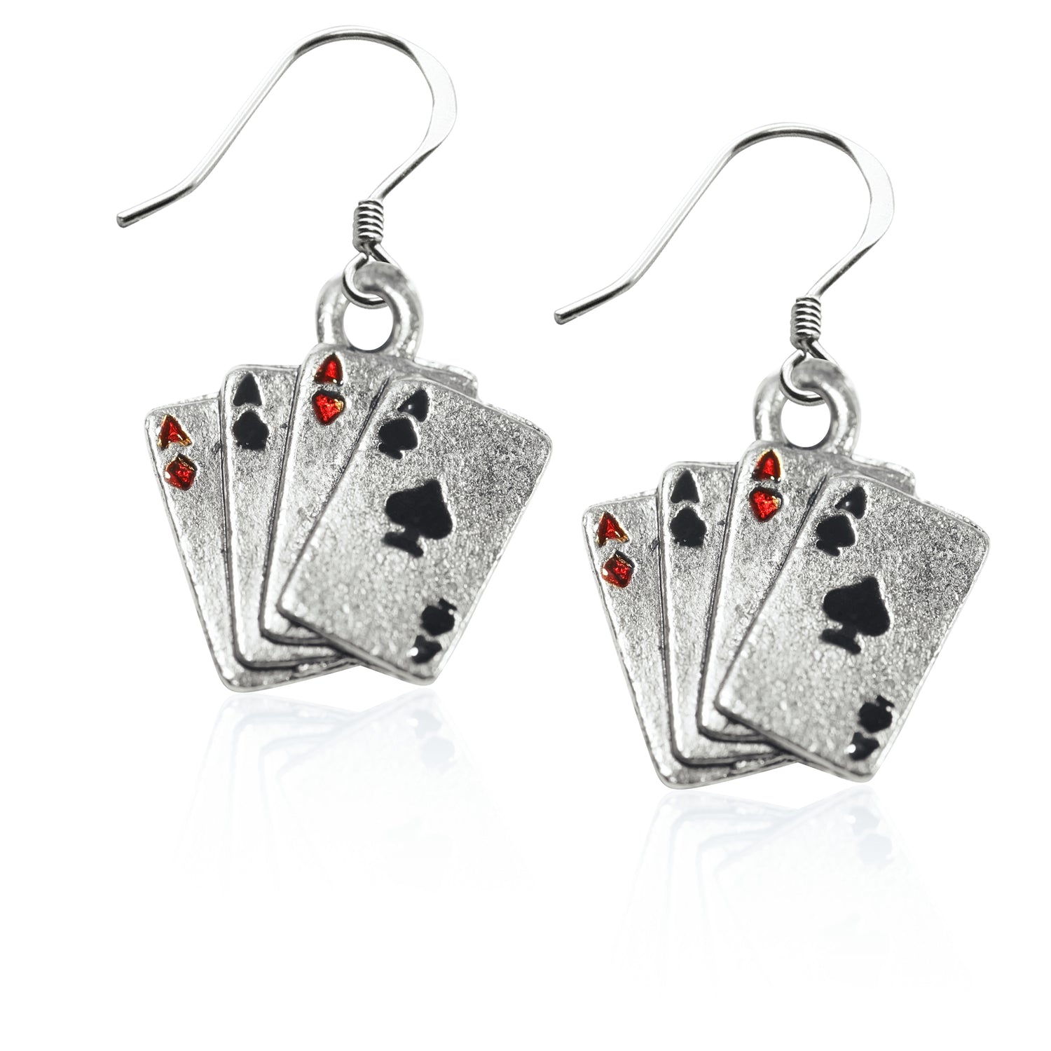 Whimsical Gifts | Aces Charm Earrings in Silver Finish | Hobbies & Special Interests | Casino | Gaming | Game Night | Jewelry