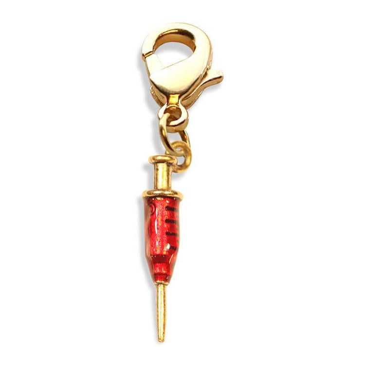 Whimsical Gifts | Syringe Charm Dangle in Gold Finish | Professions Themed | Dental | Medical | First Responder Charm Dangle