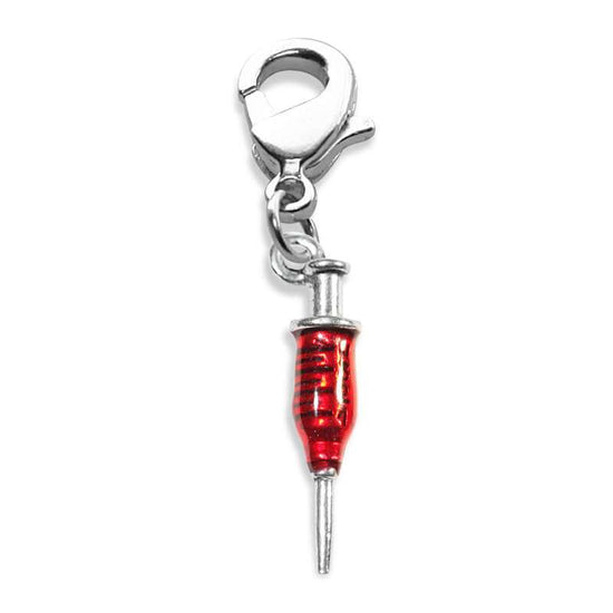 Whimsical Gifts | Syringe Charm Dangle in Silver Finish | Professions Themed | Dental | Medical | First Responder Charm Dangle
