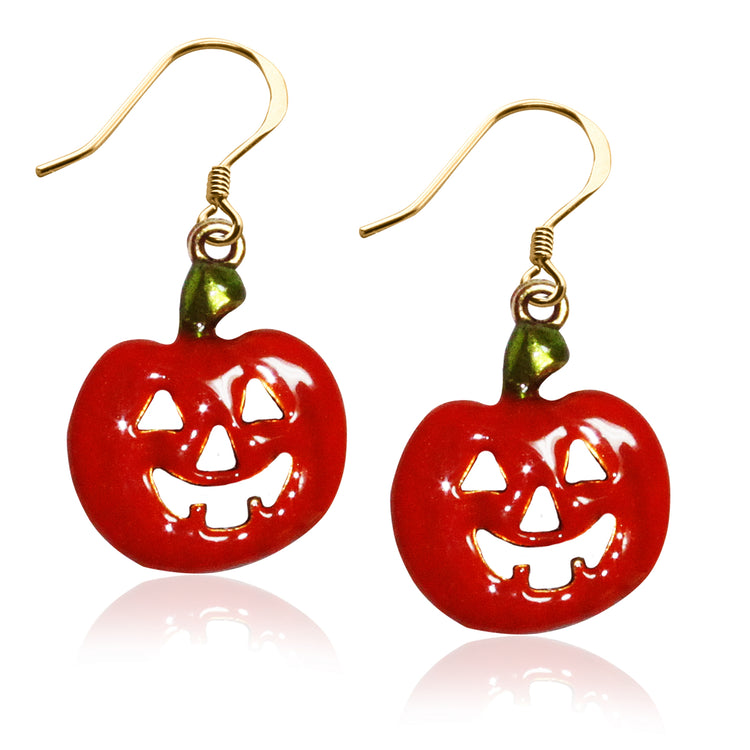 Whimsical Gifts | Halloween Pumpkin Charm Earrings in Gold Finish | Holiday & Seasonal Themed | Halloween | Jewelry