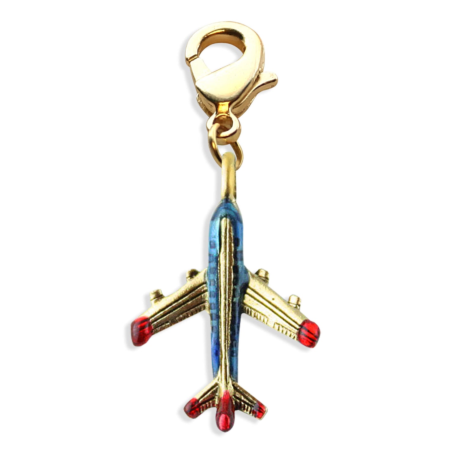 Whimsical Gifts | Airplane Charm Dangle in Gold Finish | Professions Themed | Flight Attendant | Traveler Charm Dangle