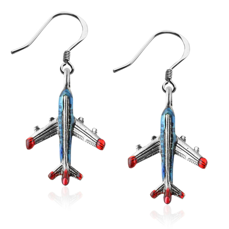 Whimsical Gifts | Airplane Charm Earrings in Silver Finish | Professions Themed | Flight Attendant | Traveler | Jewelry