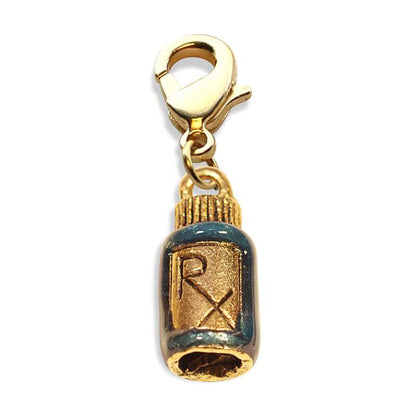 Whimsical Gifts | RX Charm Dangle in Gold Finish | Professions Themed | Dental | Medical | First Responder Charm Dangle