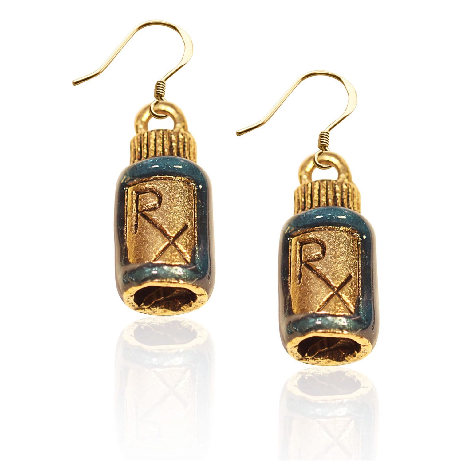 Whimsical Gifts | RX Charm Earrings in Gold Finish | Professions Themed | Dental | Medical | First Responder | Jewelry