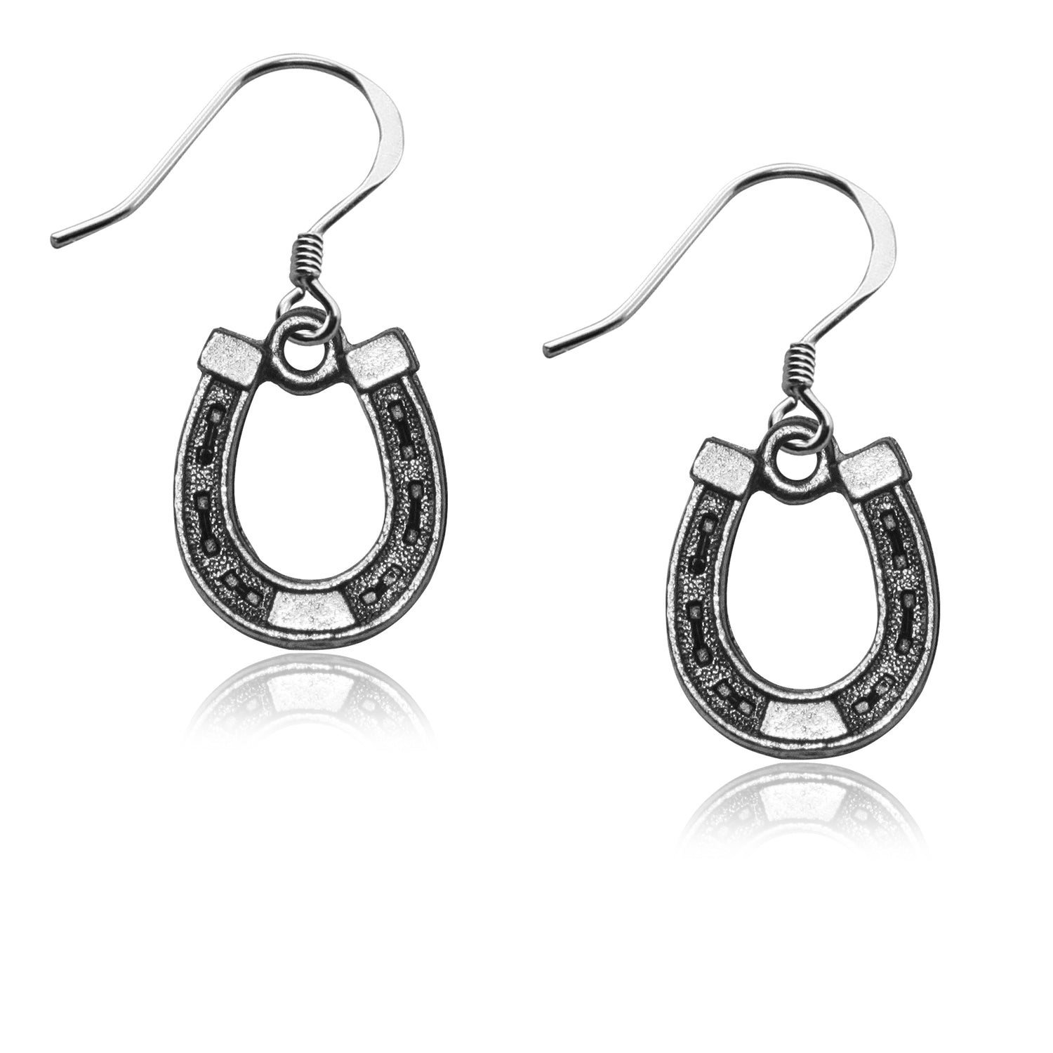 Whimsical Gifts | Horse Shoe Charm Earrings in Silver Finish | Animal Lover | Horse & Equestrian | Jewelry