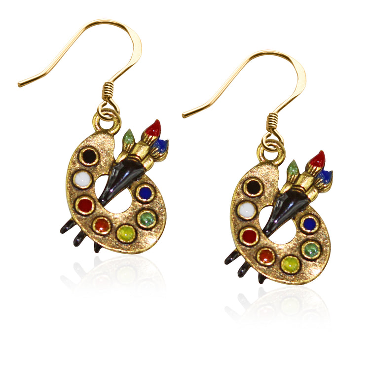 Whimsical Gifts | Artist Palette Charm Earrings in Gold Finish | Artist |  | Jewelry