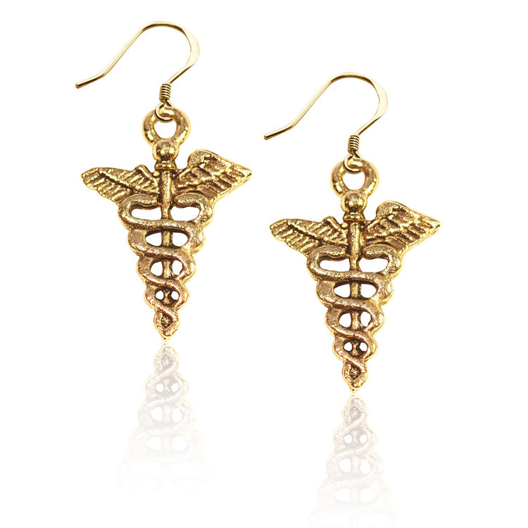 Whimsical Gifts | Medical Symbol Charm Earrings in Gold Finish | Professions Themed | Dental | Medical | First Responder | Jewelry