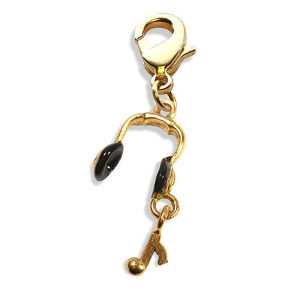 Whimsical Gifts | Headphones Charm Dangle in Gold Finish | Hobbies & Special Interests | Music Charm Dangle